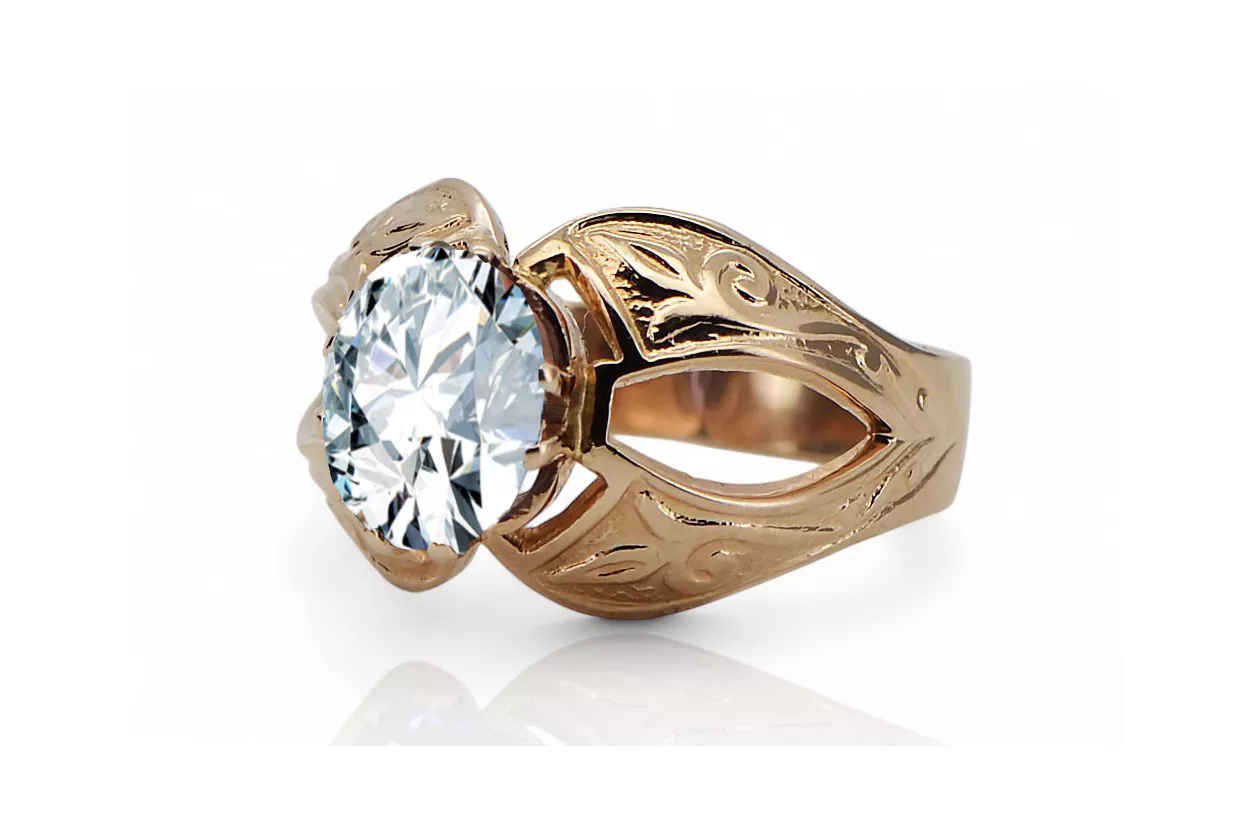 Vintage style Ring Zircon Original Vintage 14K Rose Gold vrc135r Vintage style Ring Zircon Original Vintage 14K Rose Gold vrc135r